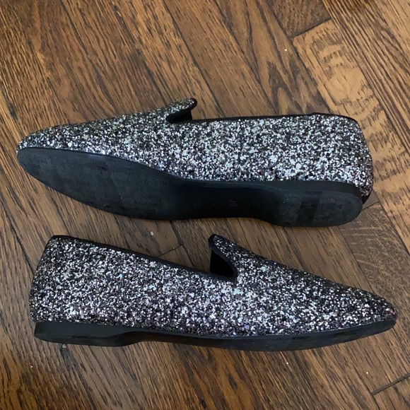 Birdies The Starling Gunmetal Glitter metallic black silver loafer flats 7.5 - Picture 5 of 10